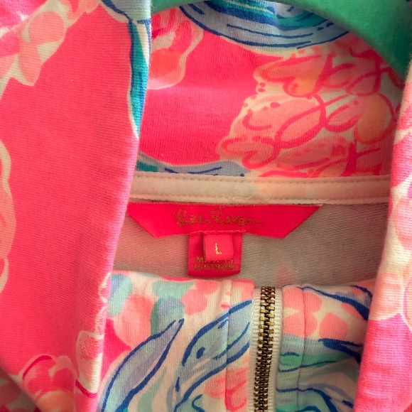 Lilly Pulitzer Pink Pinking Positive Large Zip Up Popover - Picture 2 of 2